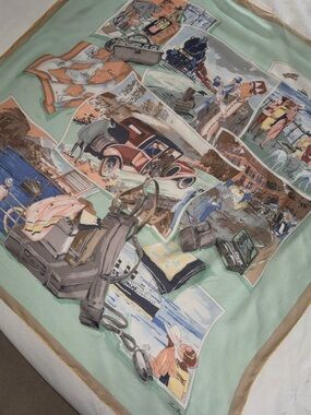Loro Piana Printed Mesh Green Silk Scarf